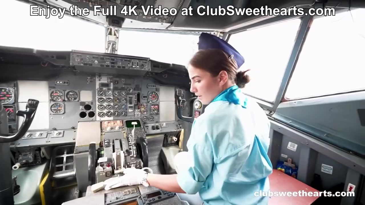 New Stewardess Aurora Pleasing Her Quim At Job Only At