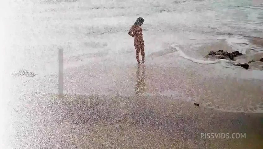 drinking pee on the beach public risk high, first season!!! - PissVids