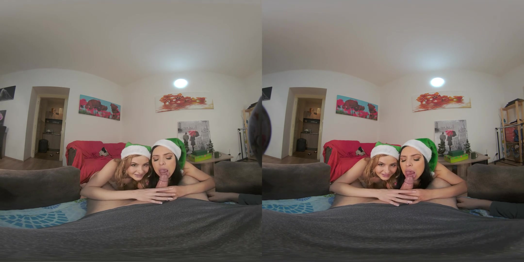 Candy Alexa and Kira Queen: Christmas After Party - Busty Babes in a VR Threesome