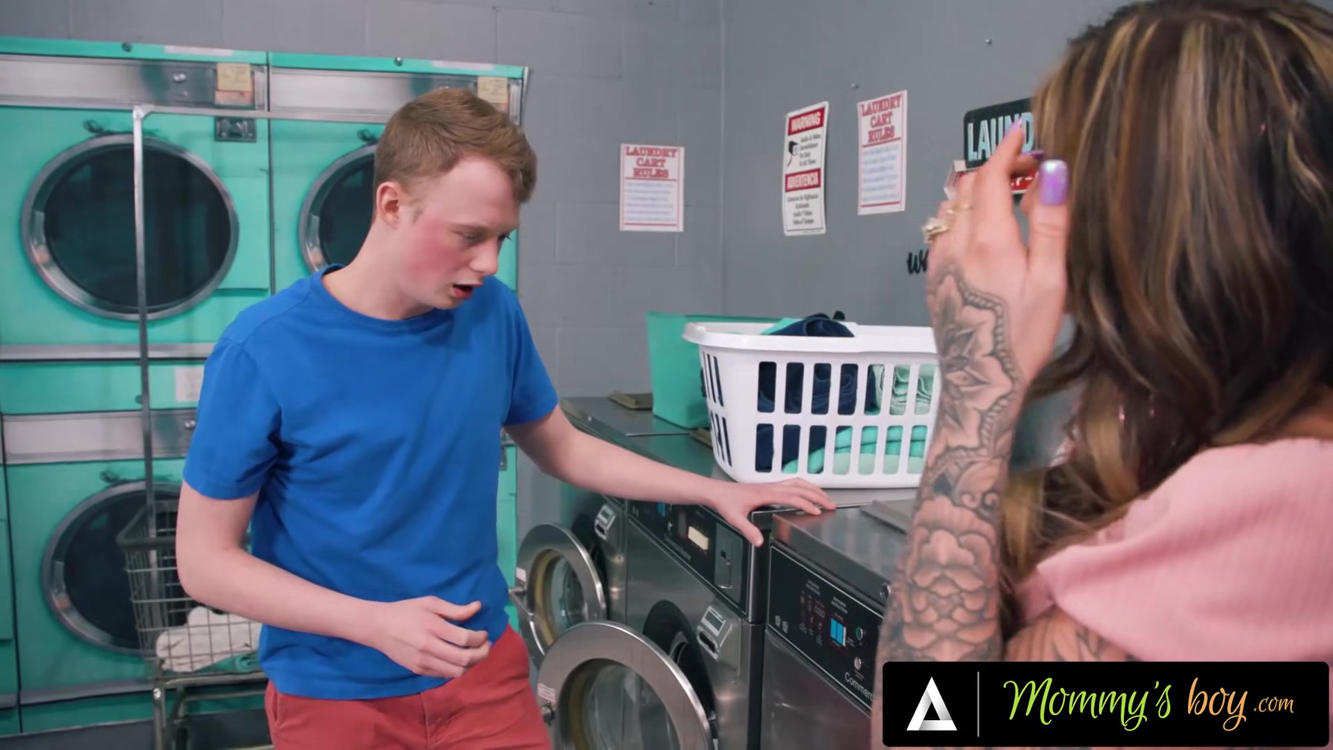 MOMMY S BOY Bored MILF Dee Williams Her Besties REVERSE GANGBANG Ginger Boy In Public Laundromat