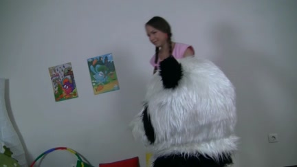 Panda bear copulates hawt legal age teenager 18+ in different poses