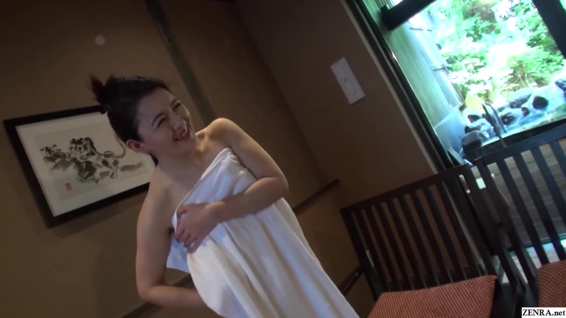 Pale and voluptuous mature Japanese wife secret hot springs fling