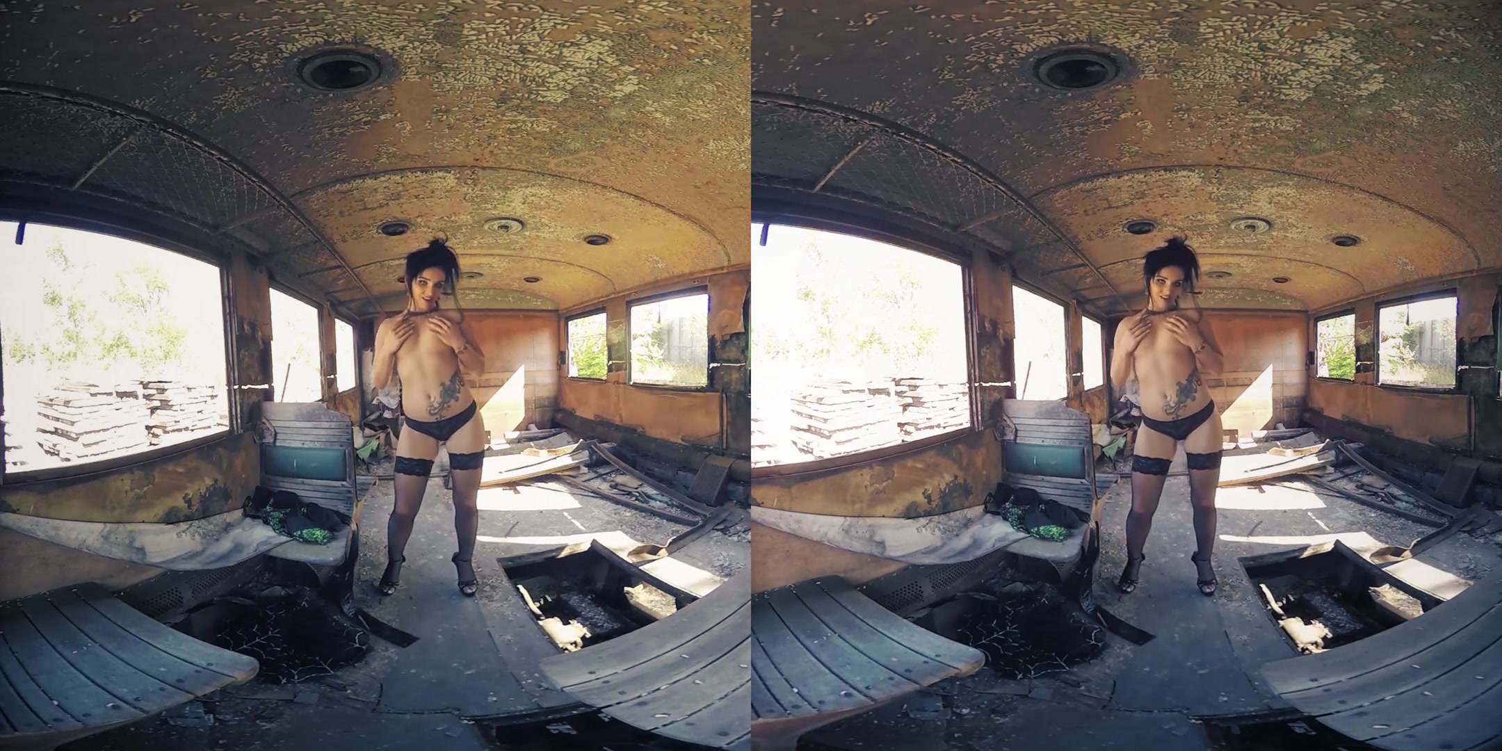 Lucia Denvile in Tatted Up Babe Gets Naked in an Abandoned House - BravoModelsMedia
