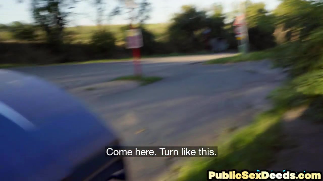 Petite shy babe doggystyled in public