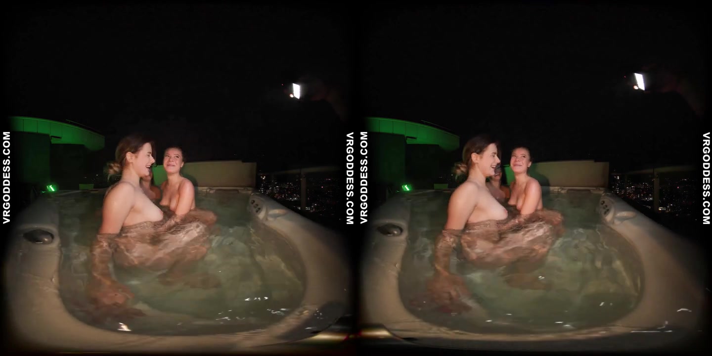 Threeway Hot Girl Late Night Fun In The Rooftop Jaccuzi And Shower With Kristina Melonie And Queen