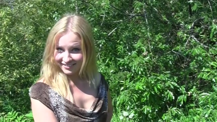 Golden-Haired in hose fuck in the park in front of passers-by