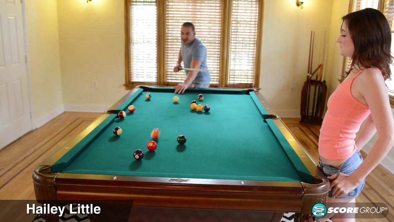 Hailey Little Rides a Cock on Top of a Pool Table