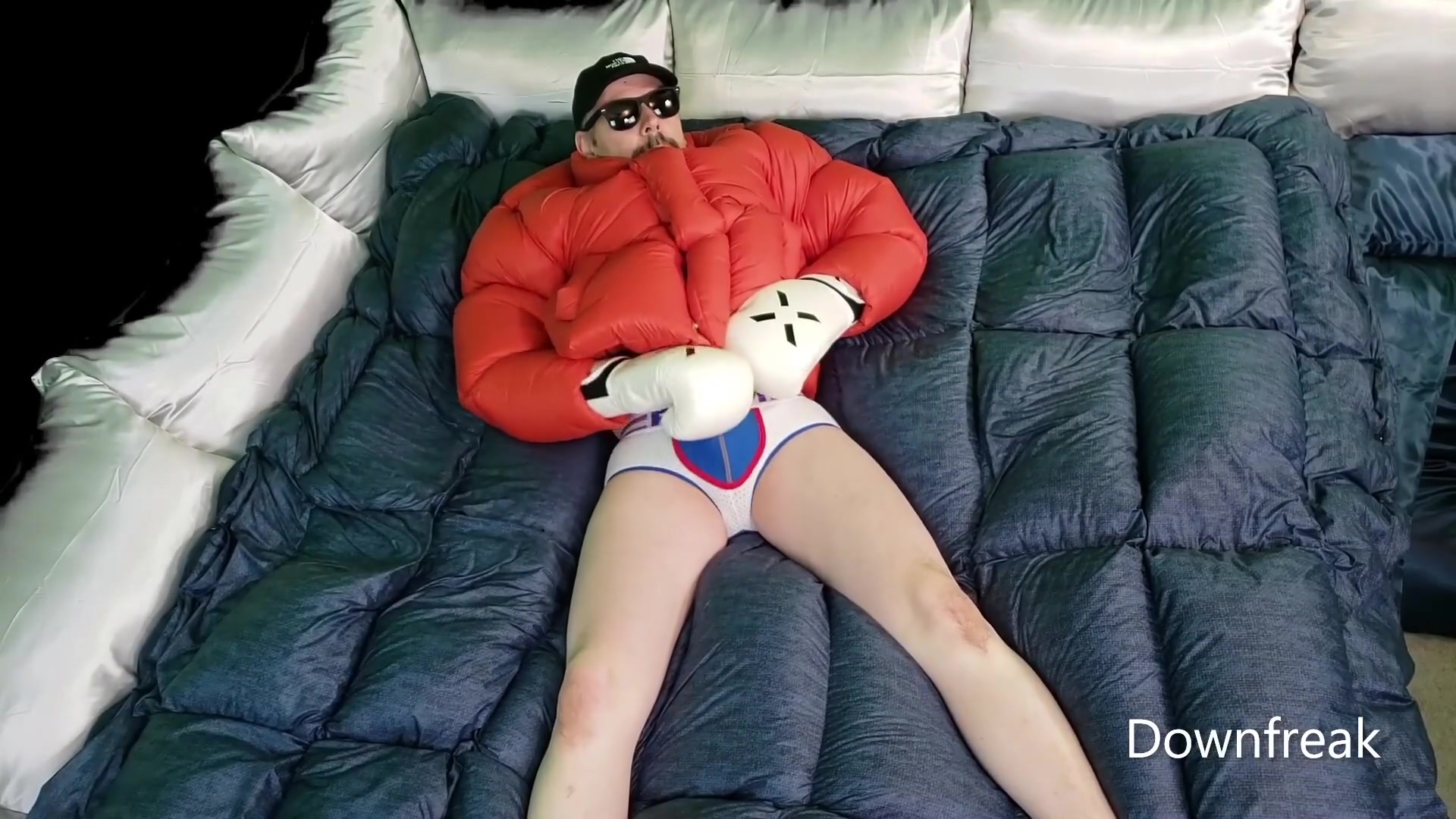 Humping Overfilled Down Comforter And Pillows While Wearing My Massive Orange Ambush Puffer