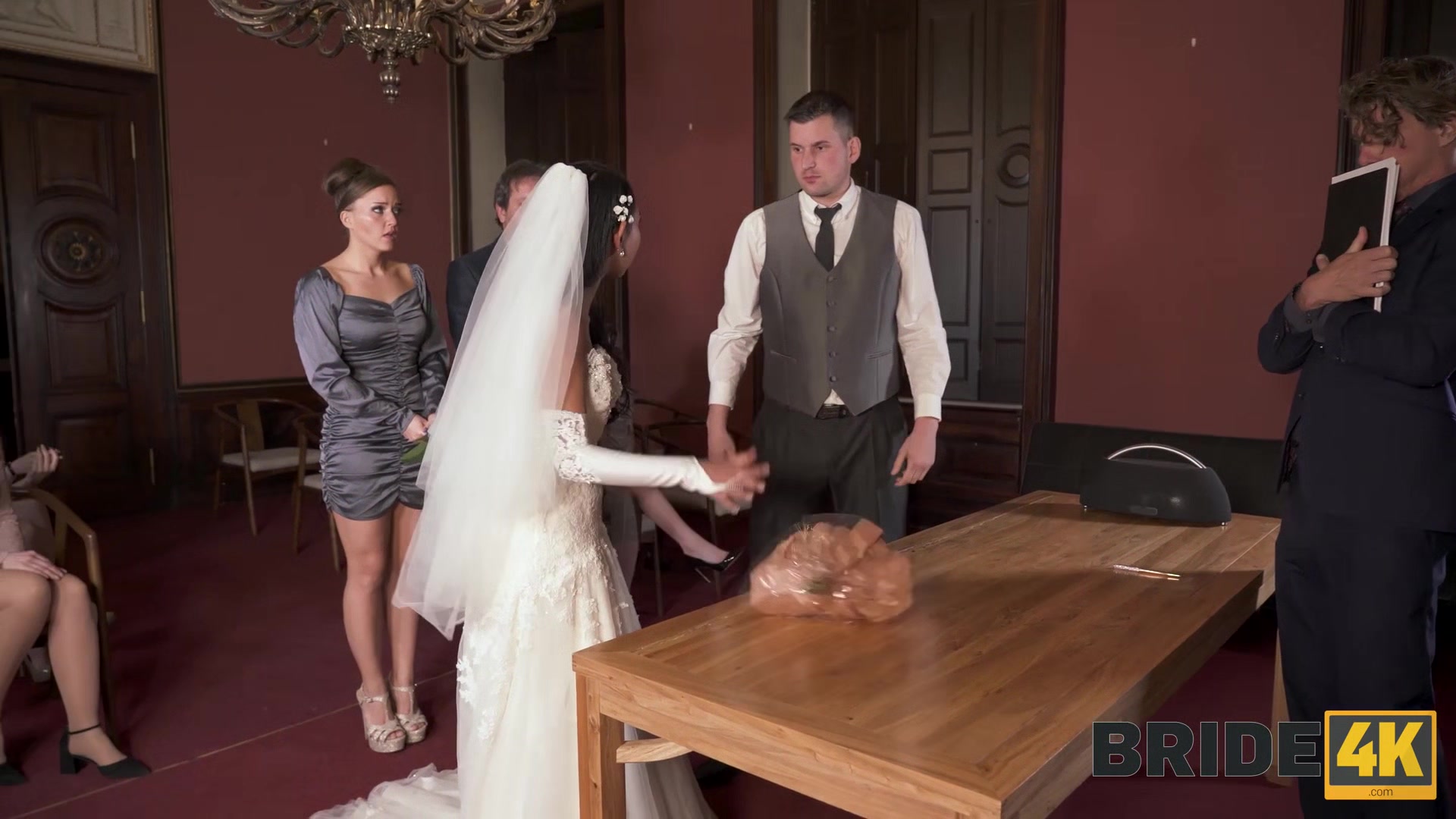 BRIDE4K. Couple starts fucking in front of the guests after wedding ceremony