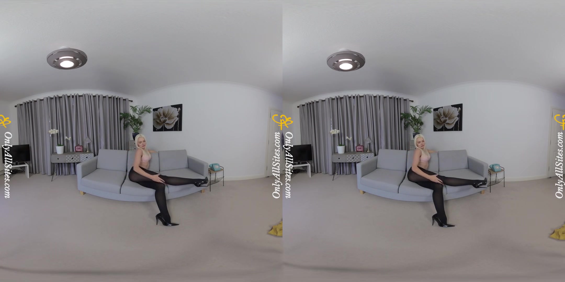 Lydia Jane - Home From Work Striptease - Blonde Striptease Pantyhose