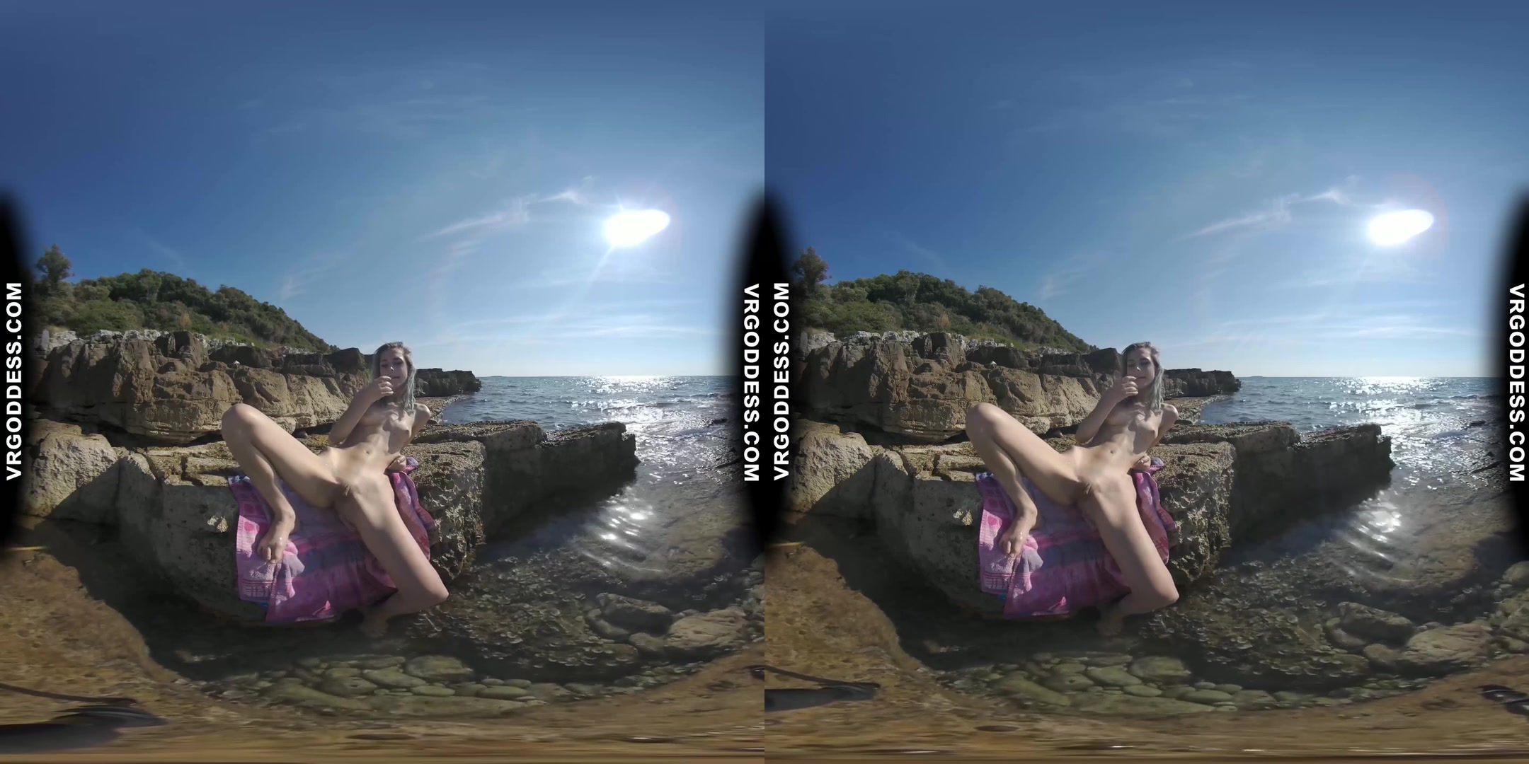 Sensual Sunbathing And Skinny Dipping On Vacation With Sexy Thin Blonde Poppy Jillin
