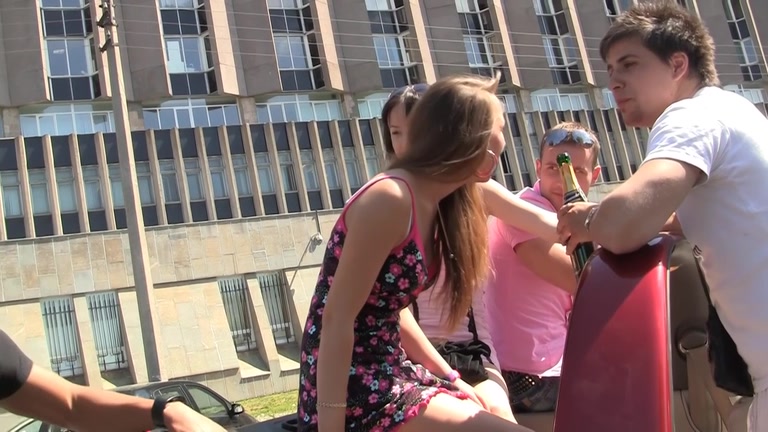 Teenies sex in the car on a picnic