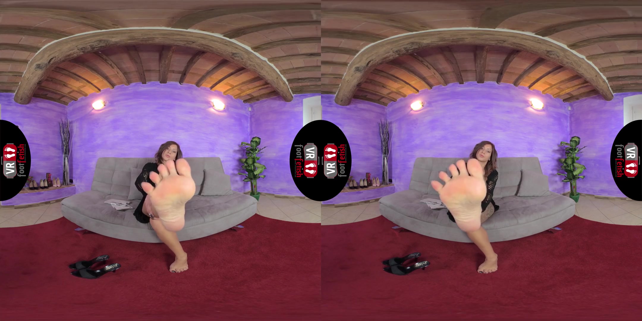 Irresistible Katy Tries On Two Pairs Of Brand-New Stockings - Sexy Brunette With Tattoos Leg and Foot Fetish VR