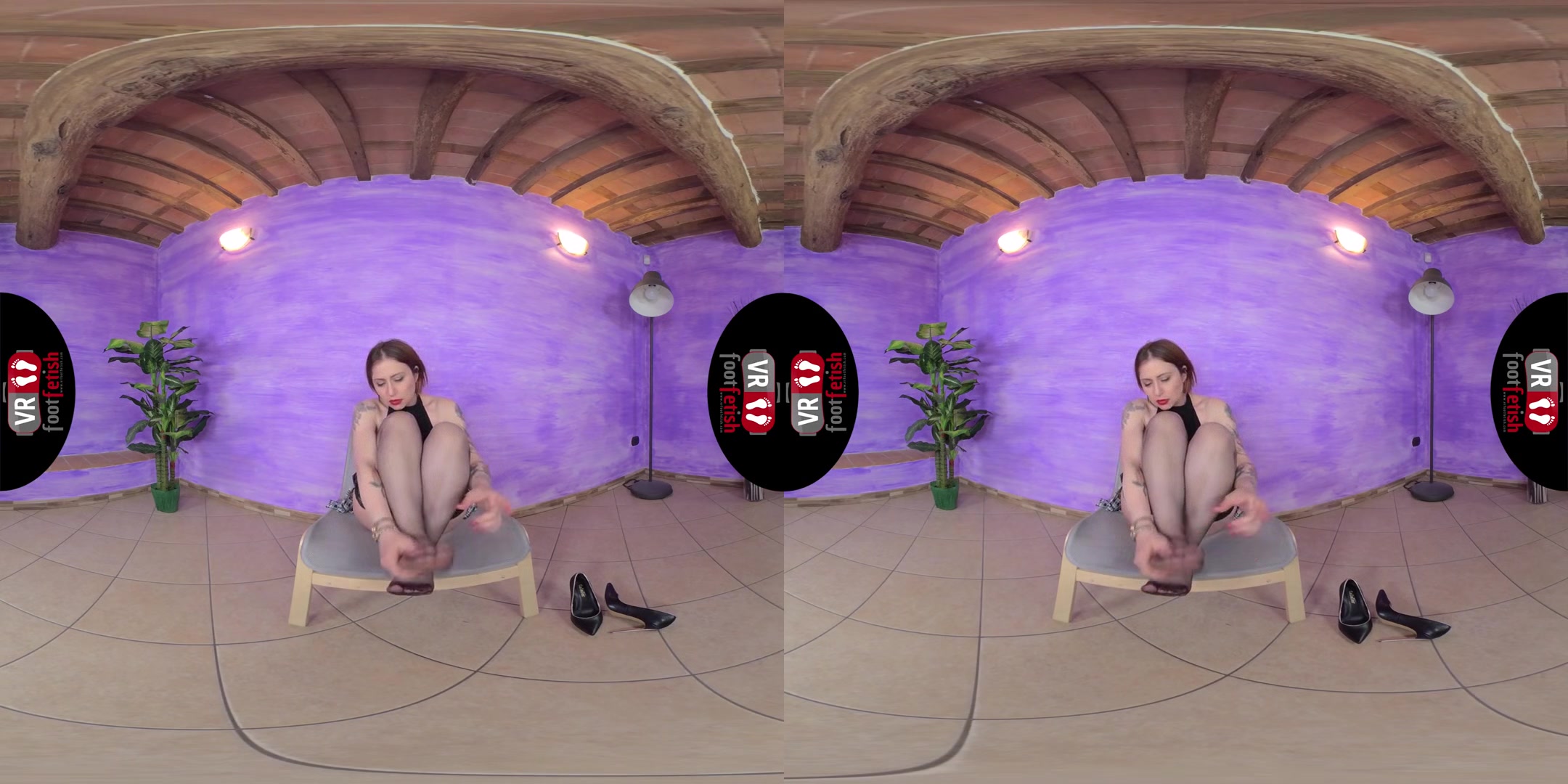 Irresistible Ammalia Pours Some Baby Oil On Her Nyloned Feet - Foot Fetish Virtual Reality POV
