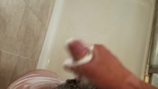 Jerking off my soapy dick
