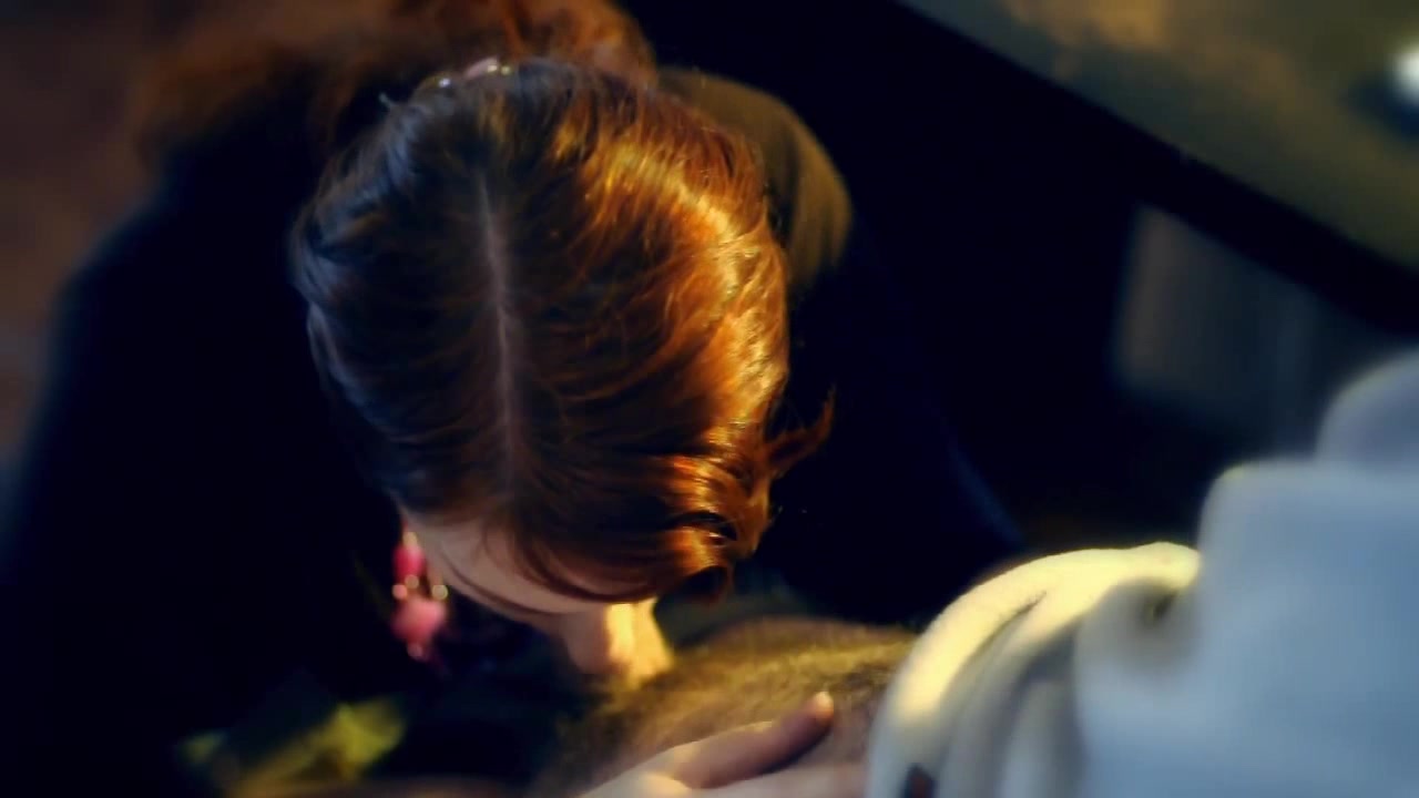 Hot brunette does blowjob and licks all the tasty cum