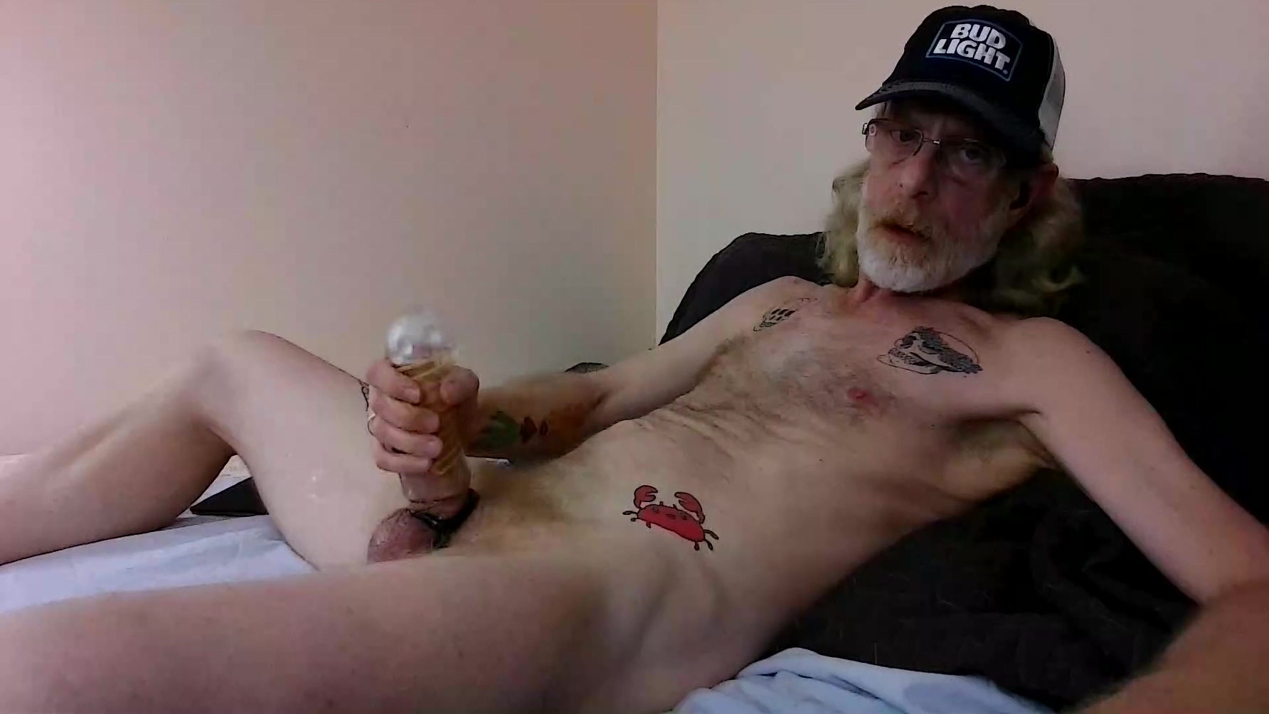 Jerkindad14 - Old Man Fully Enjoying Pleasuring His Big Penis Goon Bate Hairy Greasy Dong