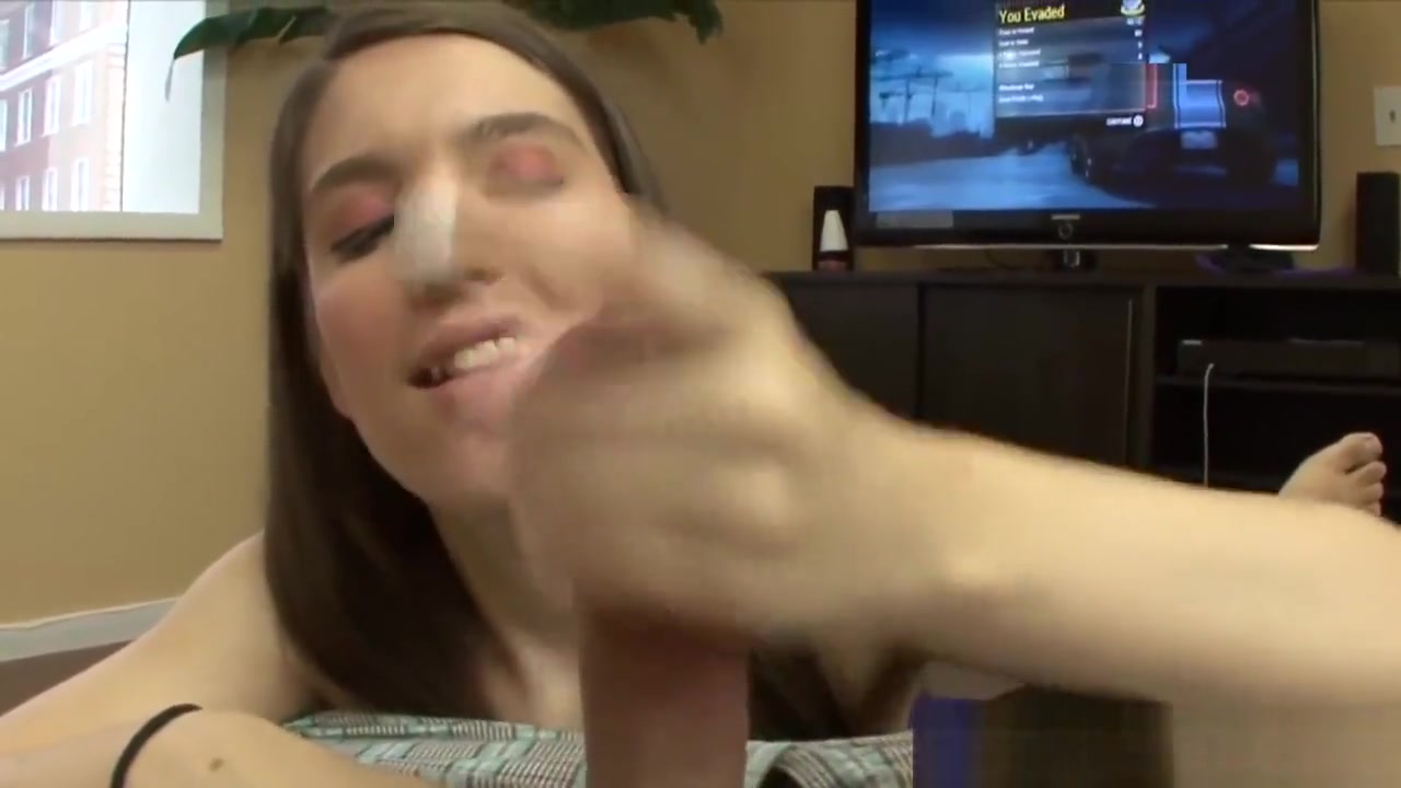 Young stepsister teases before wanking cock