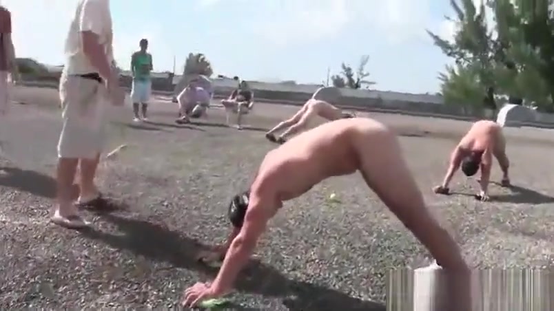 Naked college gay students 18+ work out in public