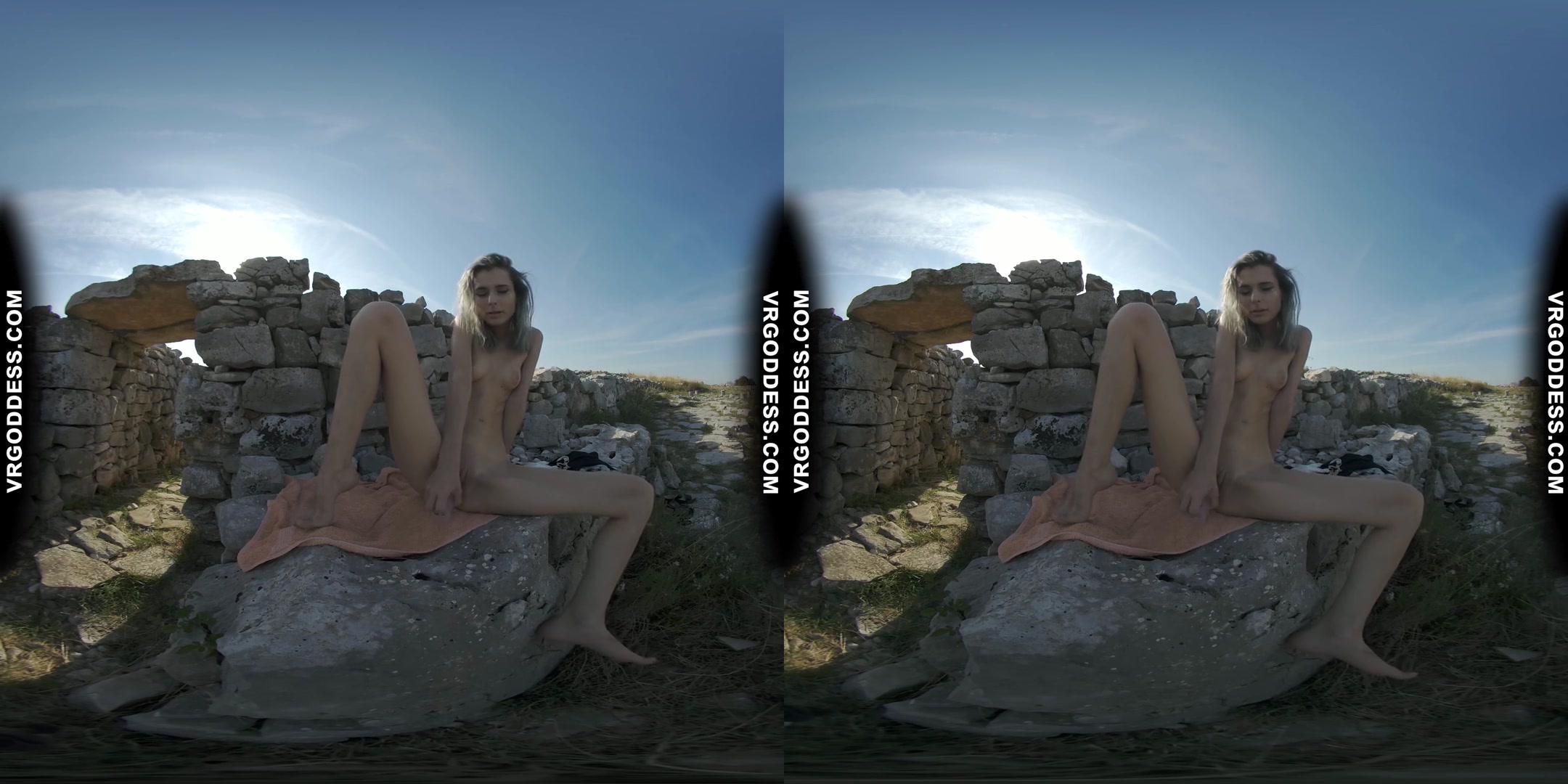 Poppy Risky Public Masturbation In Ancient Ruins On Vacation And Getting Caught By Tourists