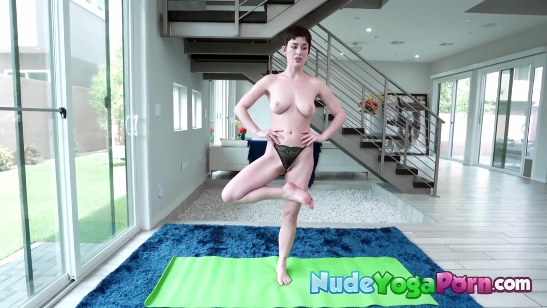 All Natura***ve Glass Shows Stretching Moves Nude