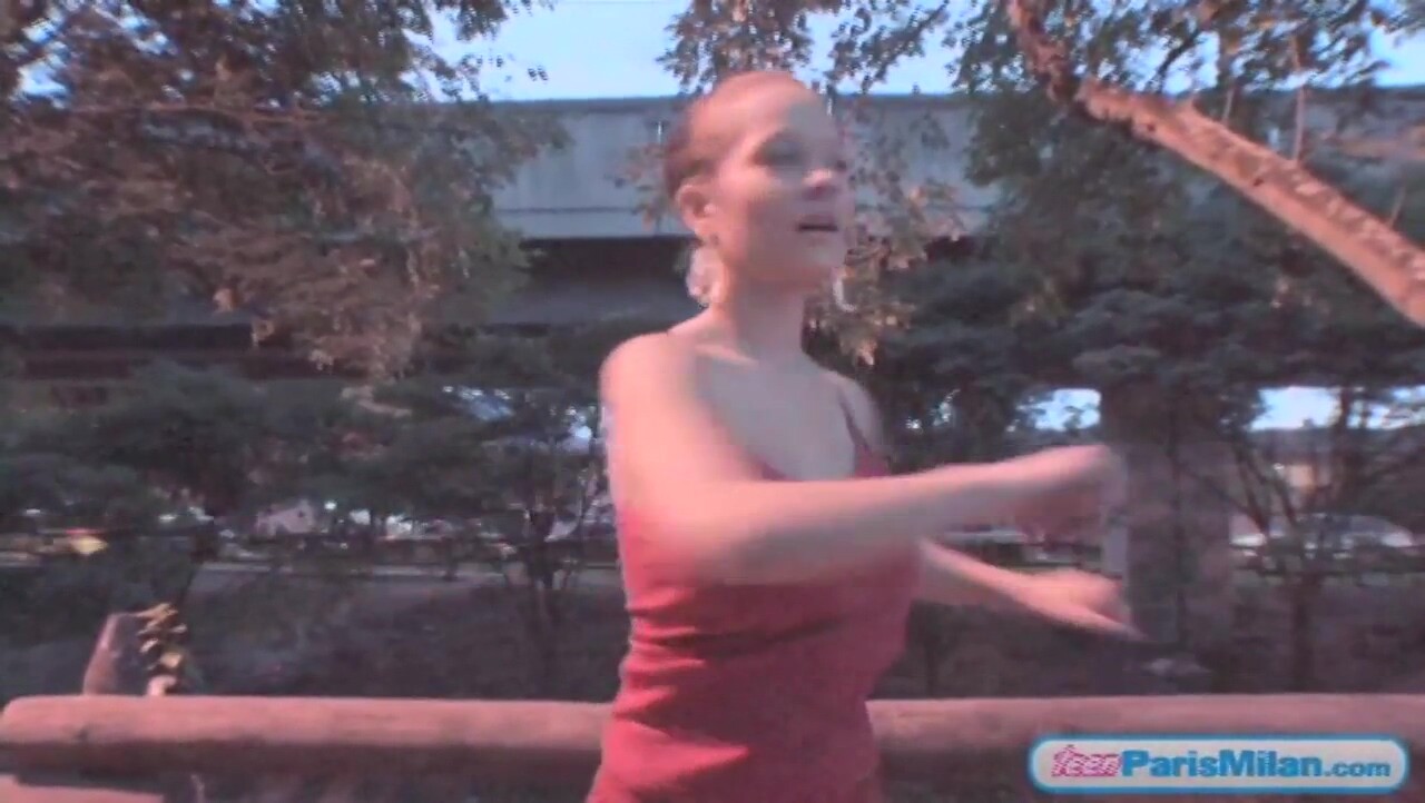 Hot busty teen gets tits out while on a jog