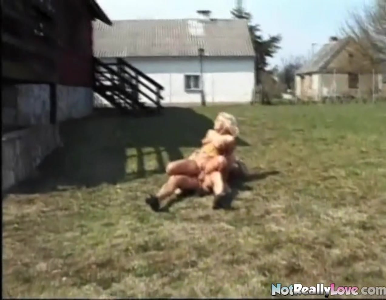 Hot busty outdoor blonde fucked on the farm