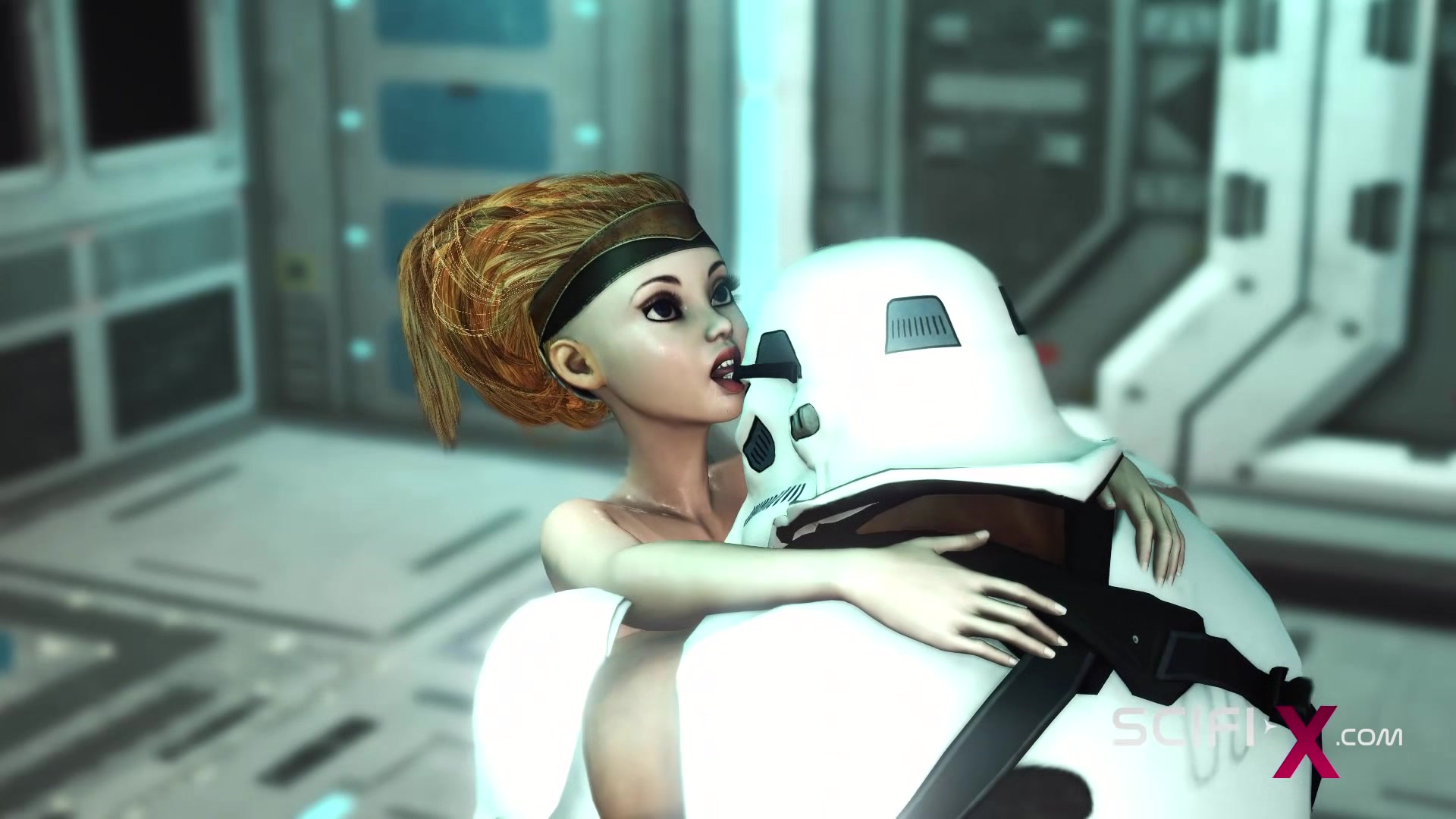 A sexy young hottie gets fucked by stormtrooper in the spaceships