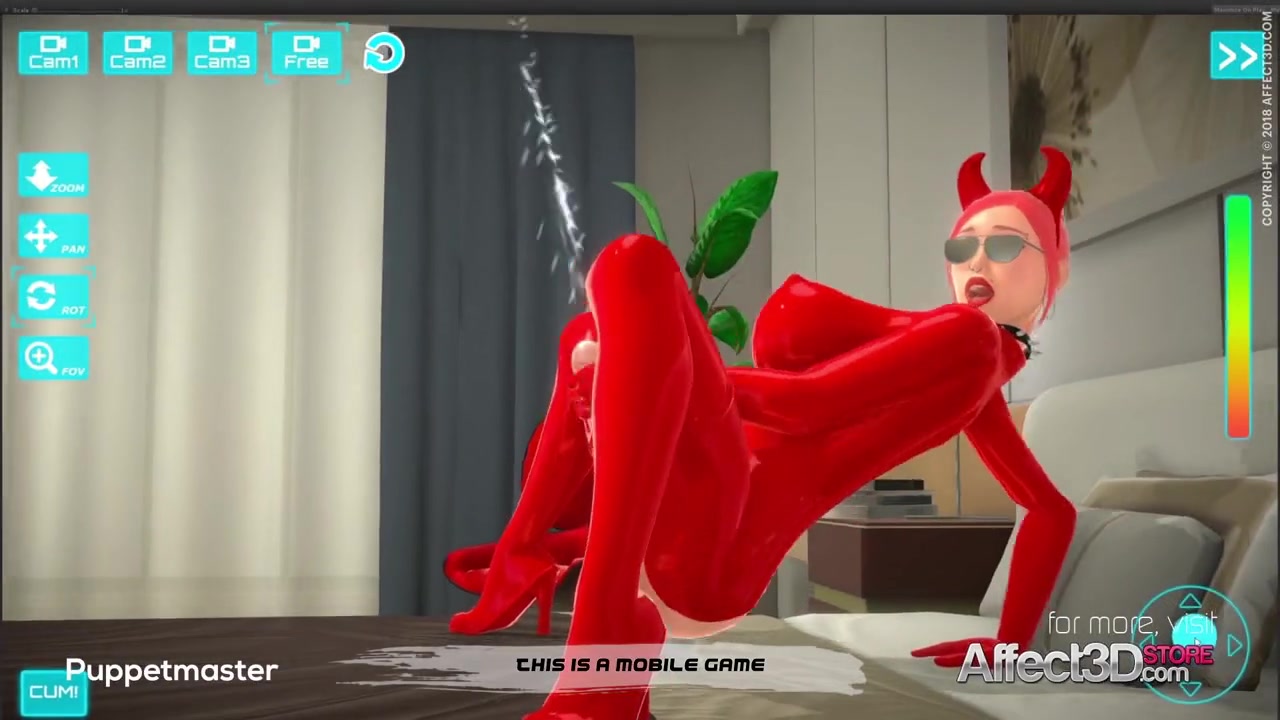 Big tits girl have solo pleasure in the mobile game