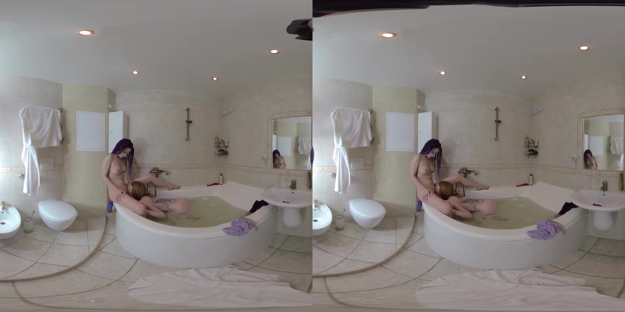 Nekokimiko And Mia Sanders Hot Lesbians Scene In Bathroom - Lesbian Pussy Licking Fingering