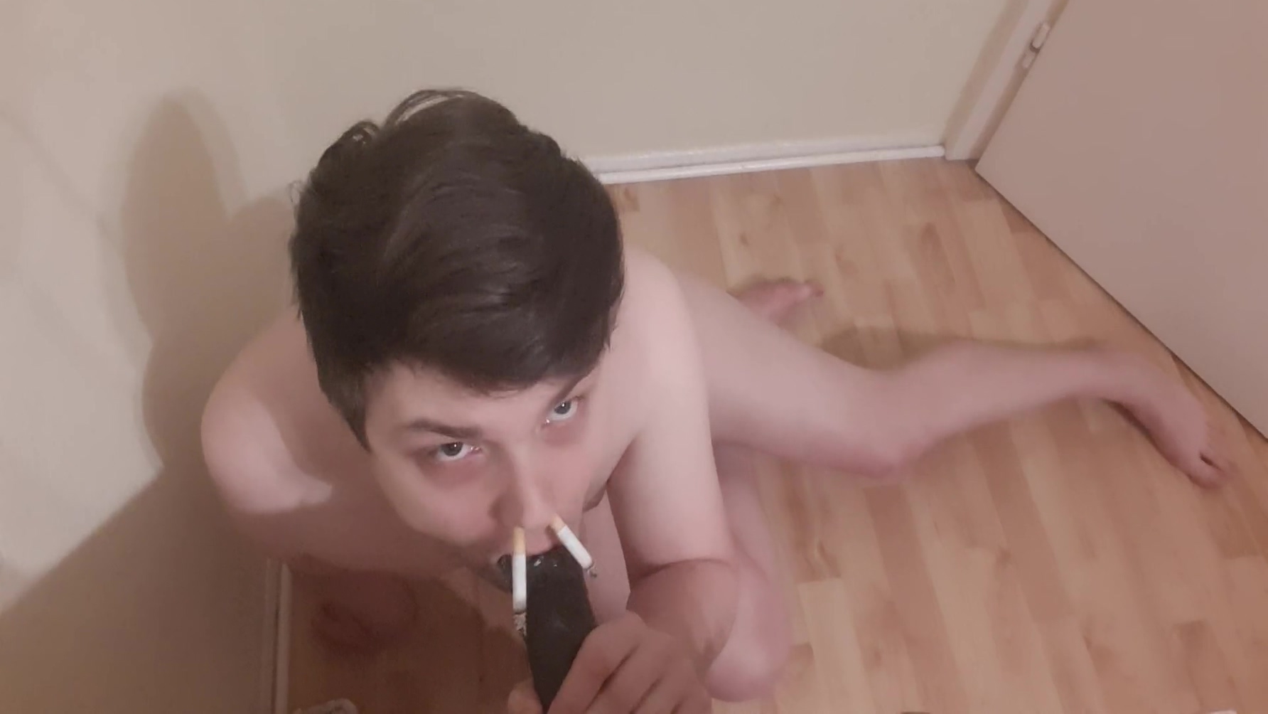 Sucking Dildo While Smoking