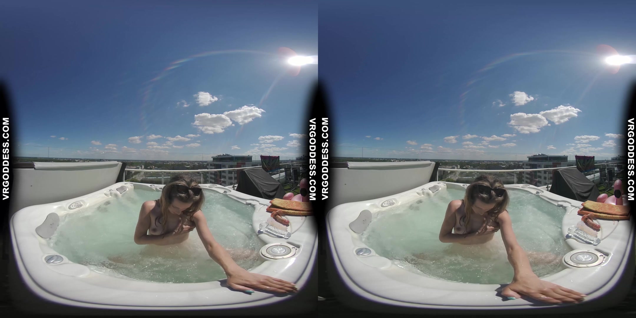 Rooftop Jacuzzi Private Moments With Model Josie Masturbating With Dildos In The Sun