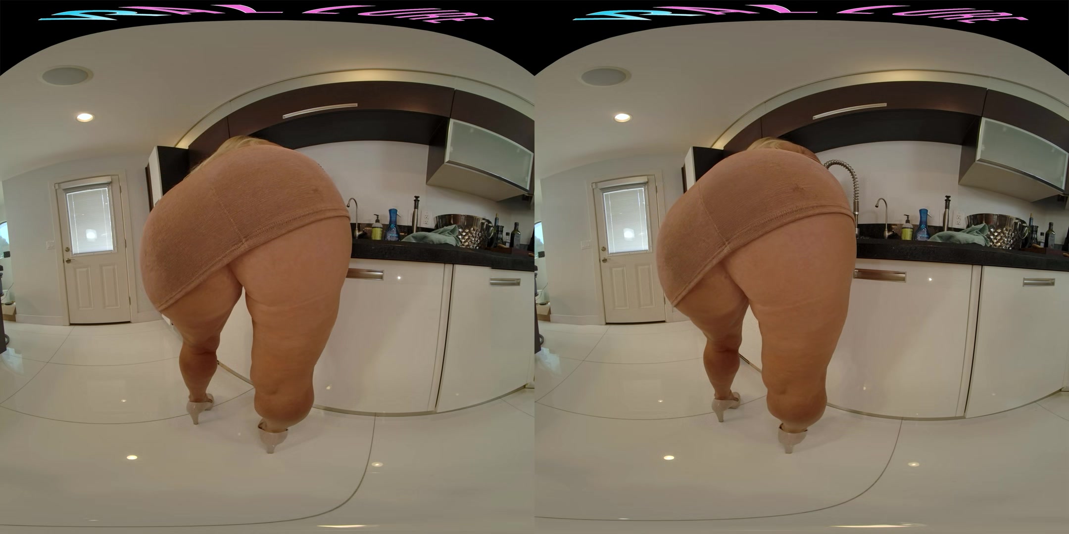 Curvy big tit blonde MILF teasing her stepson in VR