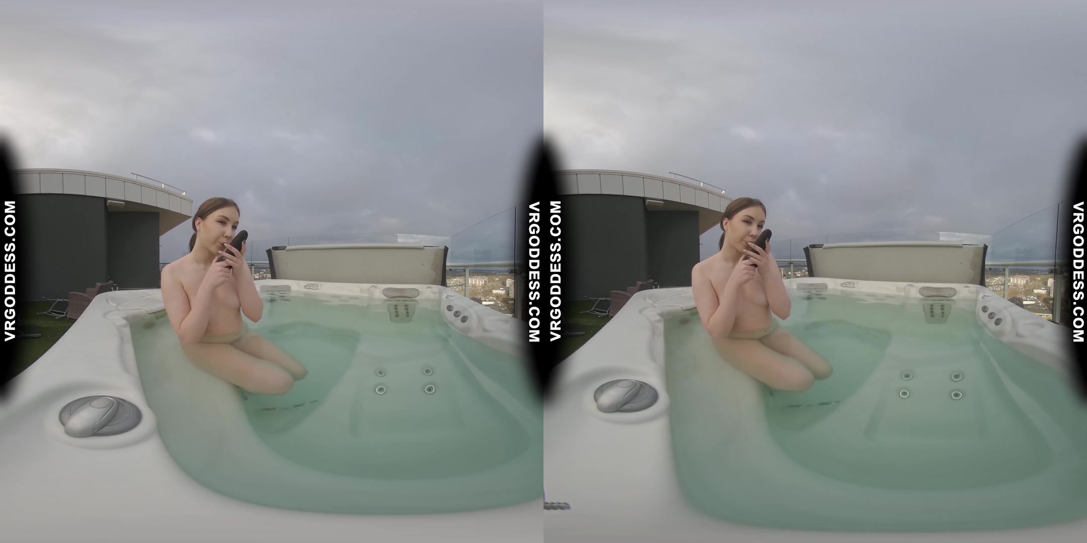 Behind The Scenes Filming Pretty Lika Rooftop Jacuzzi Dildo Masturbating