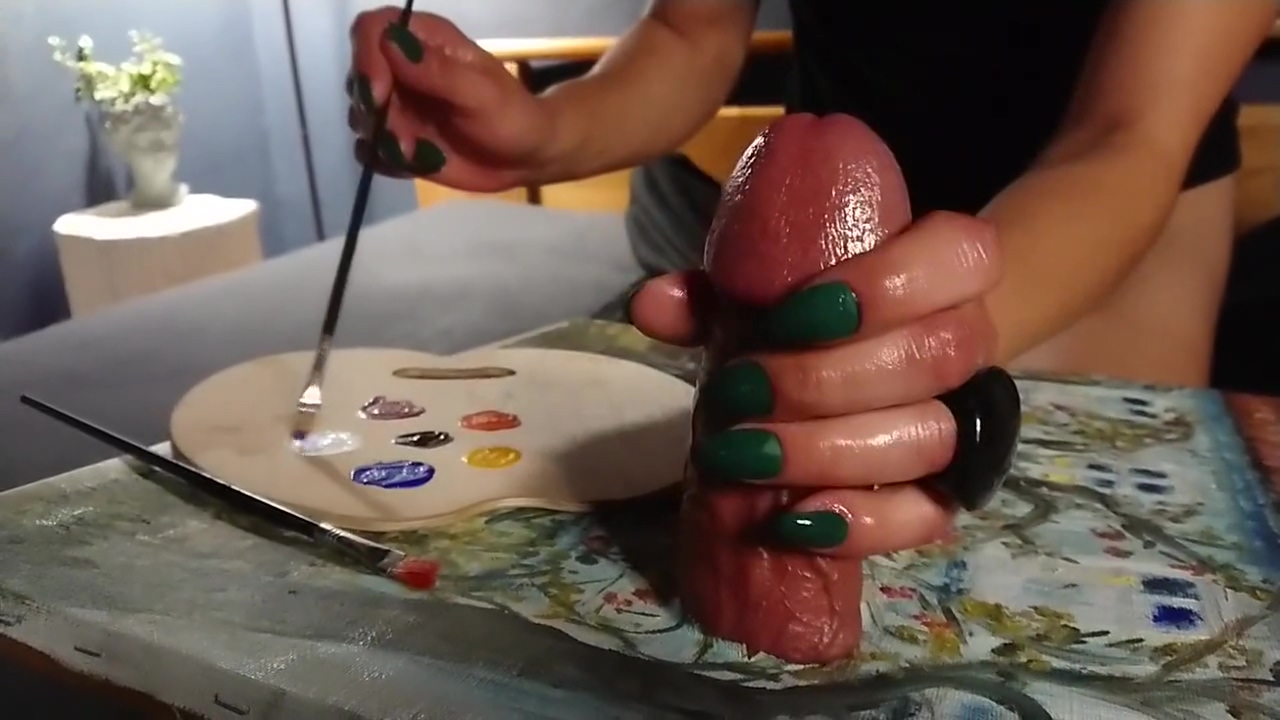 Handjob Cumshot To Make Art With Cock Milking