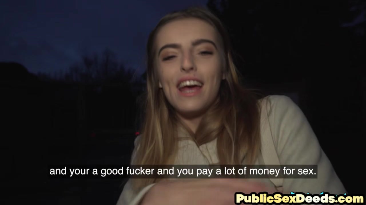 Petite 19yo public slut drilled in POV by big white cock