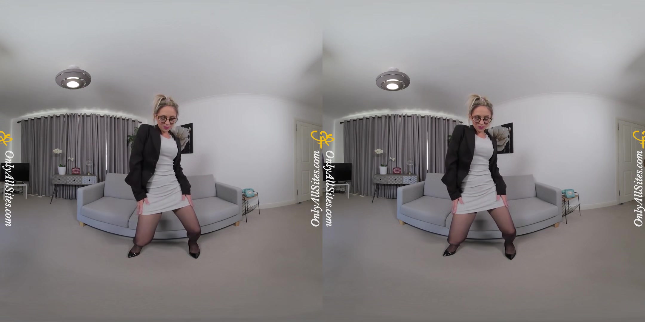 Samantha - Sexy Secretary; Blonde Babe Solo Striptease