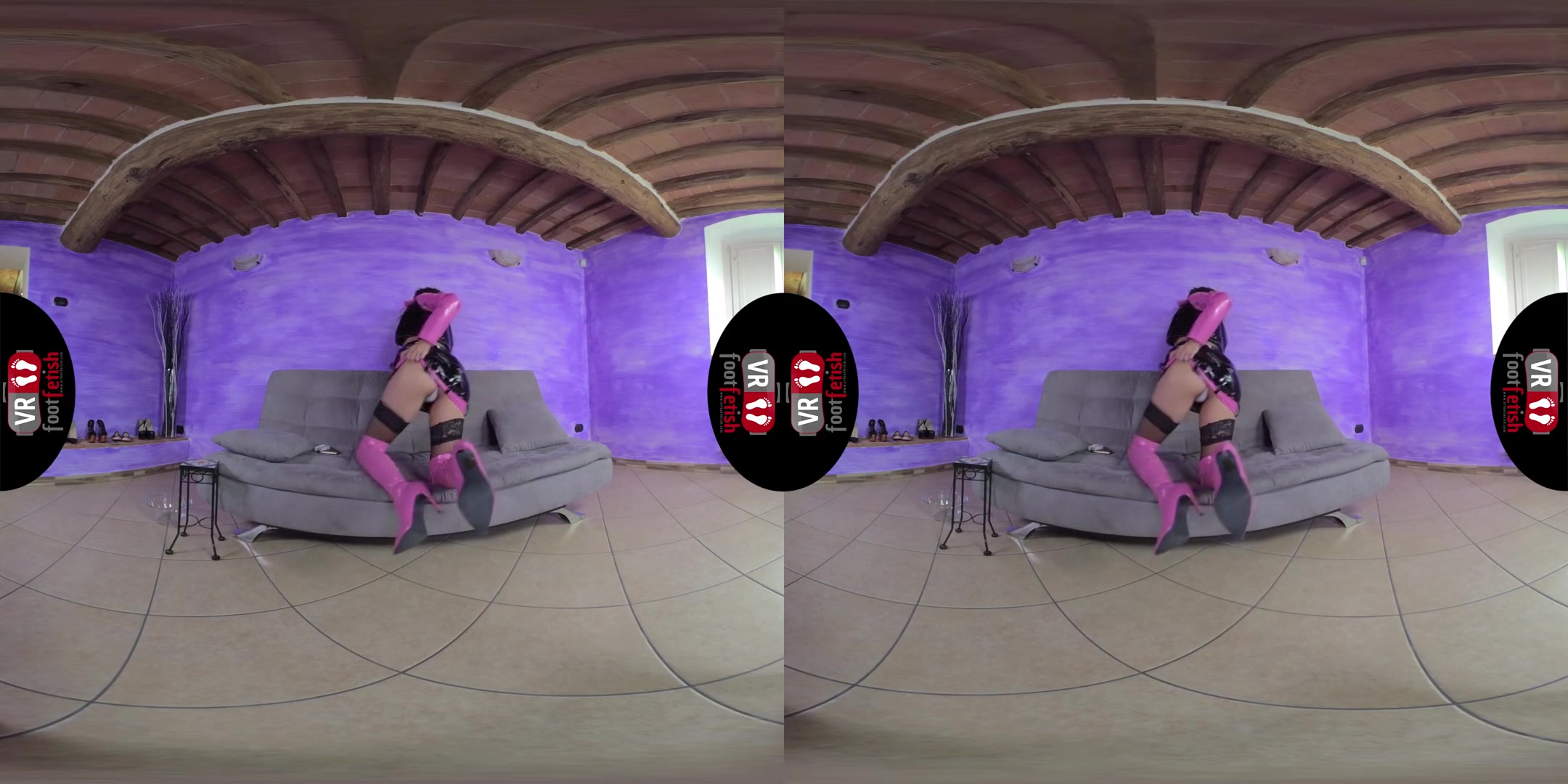 Unbelievably Sexy Thena In Skin - Tight Latex Outfit; Leg and Foot Fetish VR Watersport