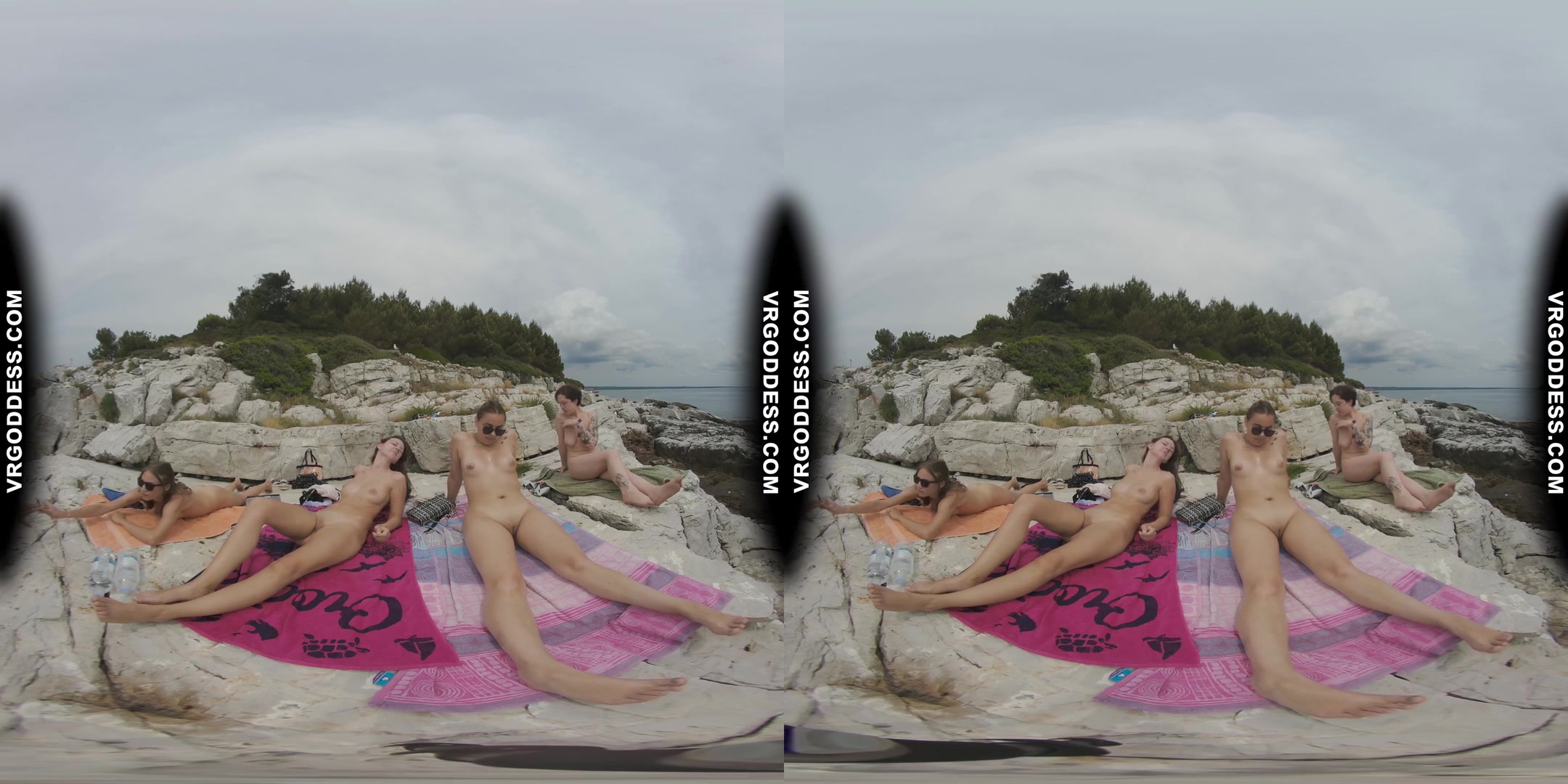 Four Hot Goddesses Sunbathing And Chilling On Nude Beach On Vacation