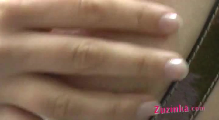 Zuzinka plays with her pussy outdoor