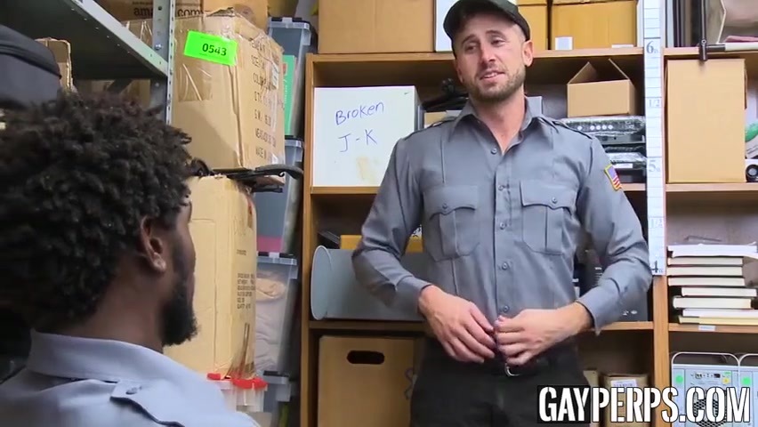 Tattooed Hunk Riding Officers Massive Black Dick