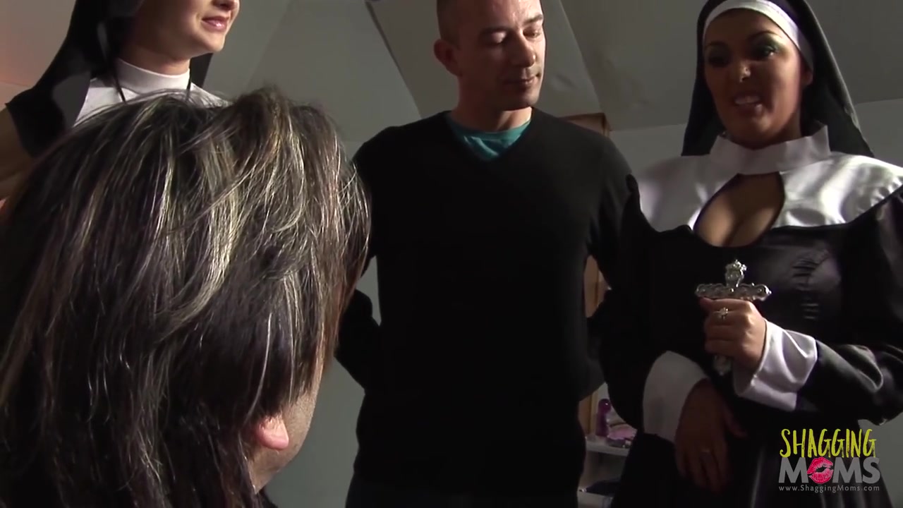 Two Naughty Nuns Get Surprised With Big Hard Cocks