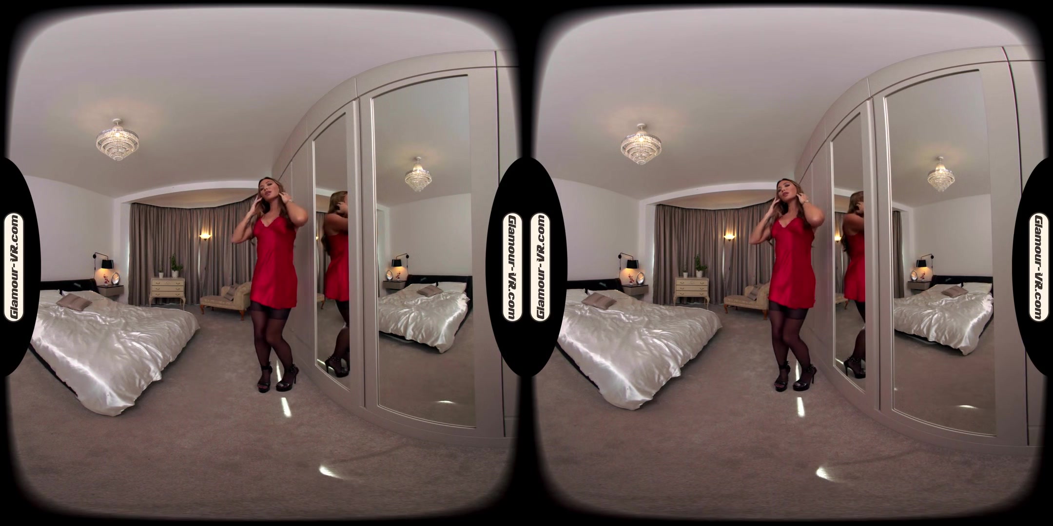 Natalia Forrest Boudoir Outfit With Black Stockings & Glass Dildo Joi Treat - 8k Vr