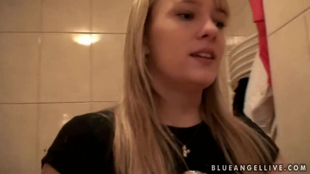 Blonde amateur girl Blue Angel relaxes at home