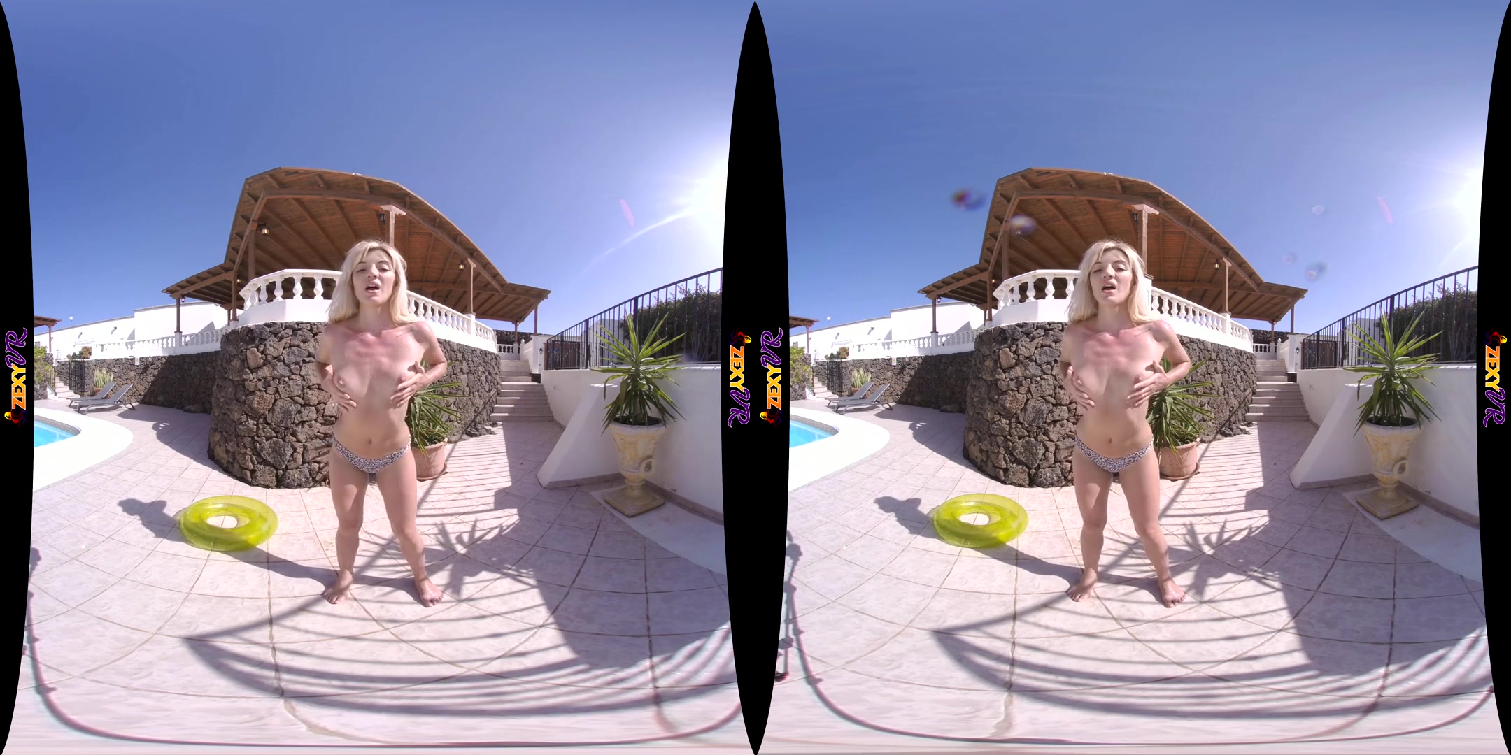 Water Pistol; solo striptease water pool outdoors bikini