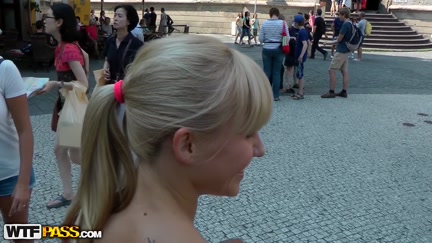 Beauty with piercing blows a biggest ramrod in the alley