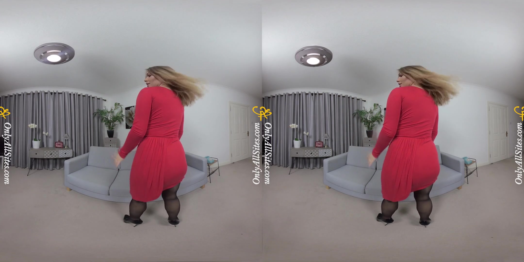 Siobhan Graves - Red Dress; Huge Tits Babe Stripping