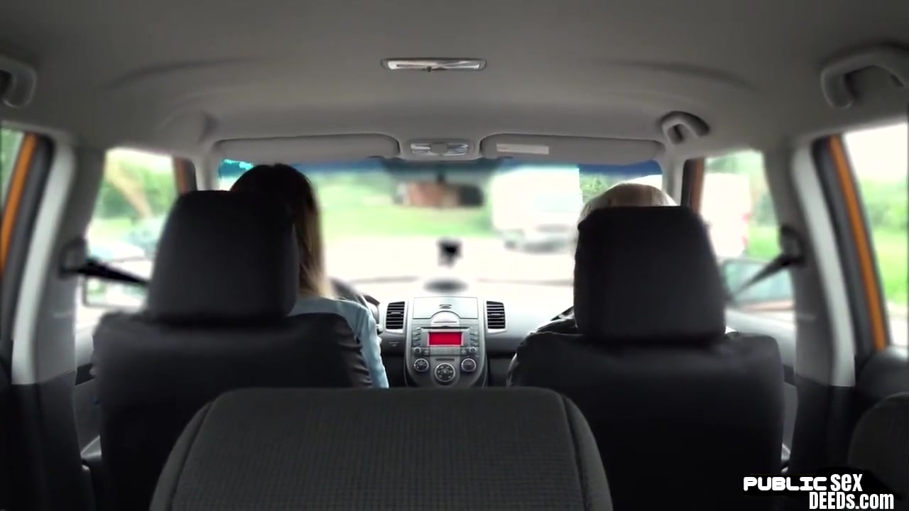 Lez Busty Babe Enjoys Dildo Car Sex With Driving Tutor