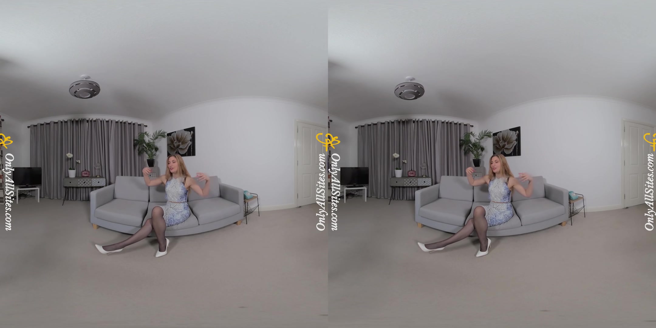 Blonde British Hottie Strips - OnlyTease