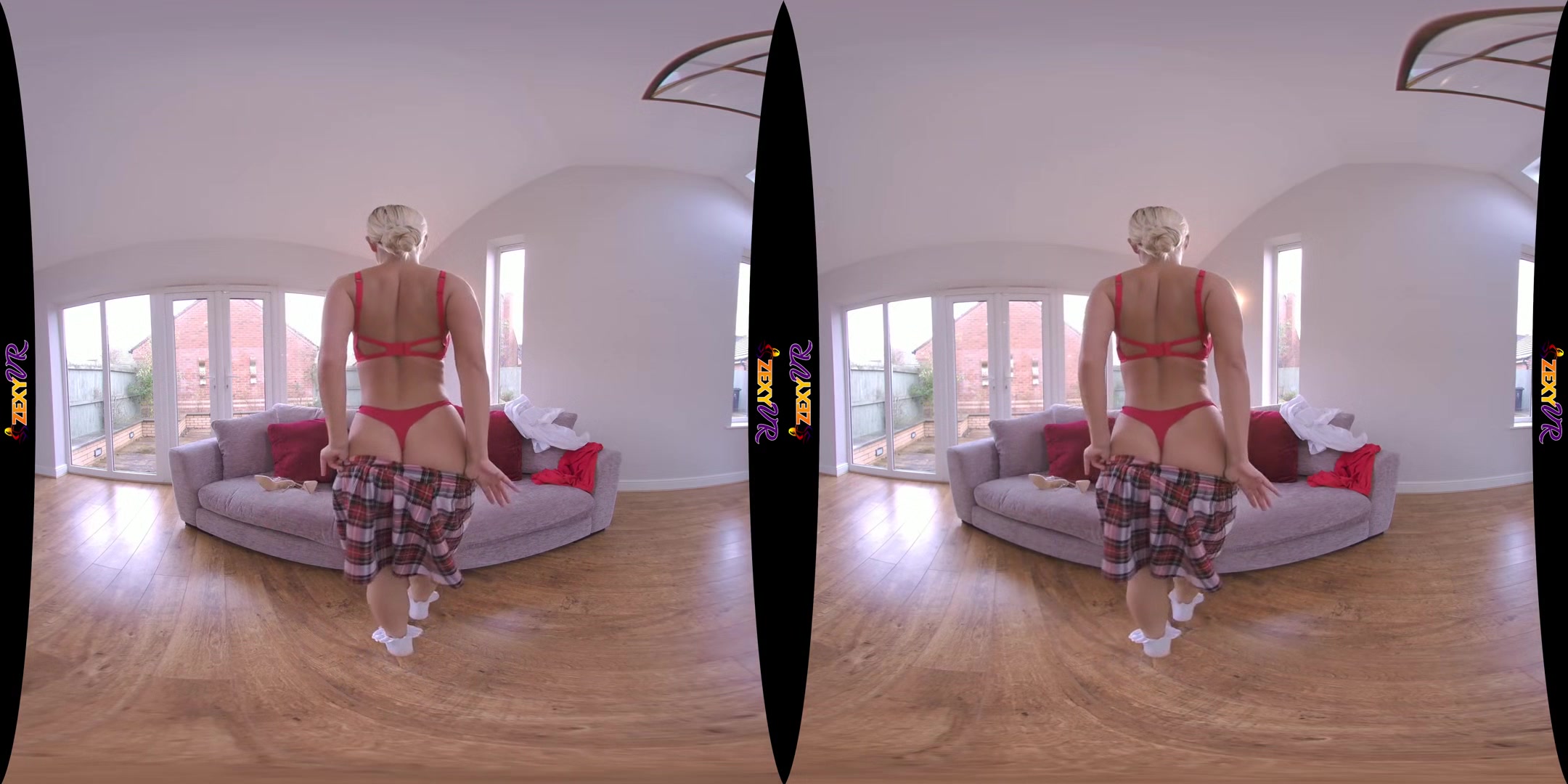 Under My Skirt - Big Tits Blonde Striptease - SexLikeReal